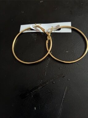 Fashion Jewelry Gold Hoop Earrings - Shiny Gold Finish